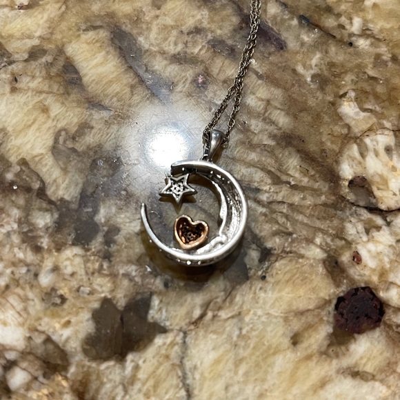 Diamond star heart & moon necklace - Picture 4 of 4